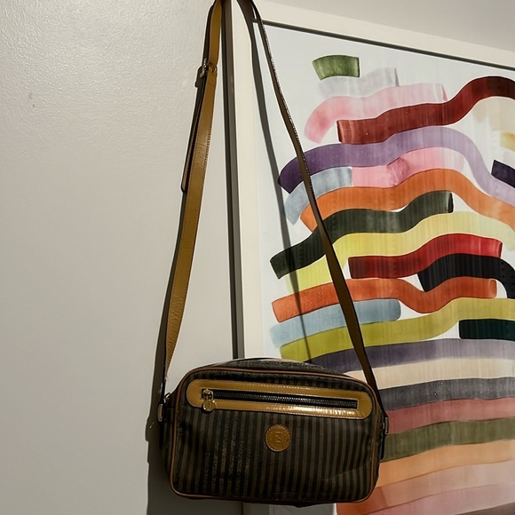 Vintage FENDI Pequin Stripe Canvas Crossbody Shoulder Bag! AUTHENTIC LUXURY - Picture 7 of 17